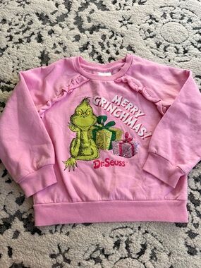 Dr. Seuss Pink Girls Grinch Sweatshirt with Gift Graphic